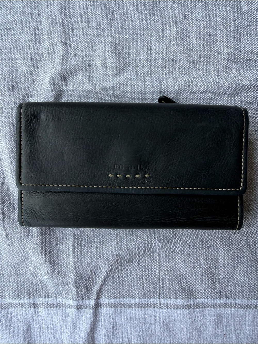 Fossil Black Leather Trifold Wallet